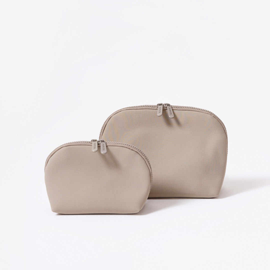 TAUPE ORGANIZATION SET: EVERYDAY TOTE + ESSENTIAL POUCH + MAKEUP POUCH