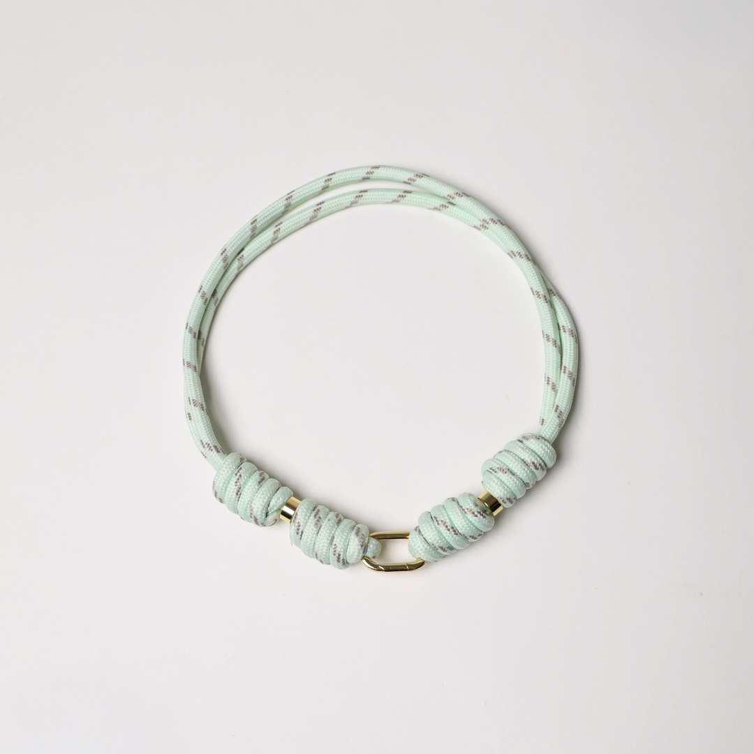 POP UPS X HANNAH B BOAT ROPE MINTY GREEN NECKLACE WITH PAVE INITIAL