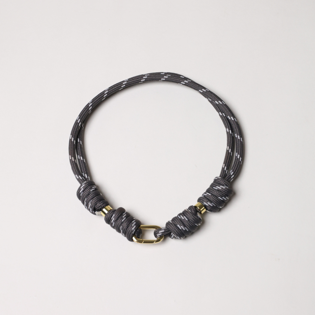 POP UPS X HANNAH B BOAT ROPE GREY NECKLACE WITH PAVE INITIAL
