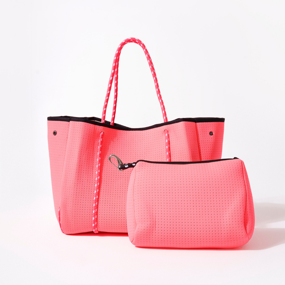 Neon Pink Set Everyday Tote and Pouch by Pop Ups