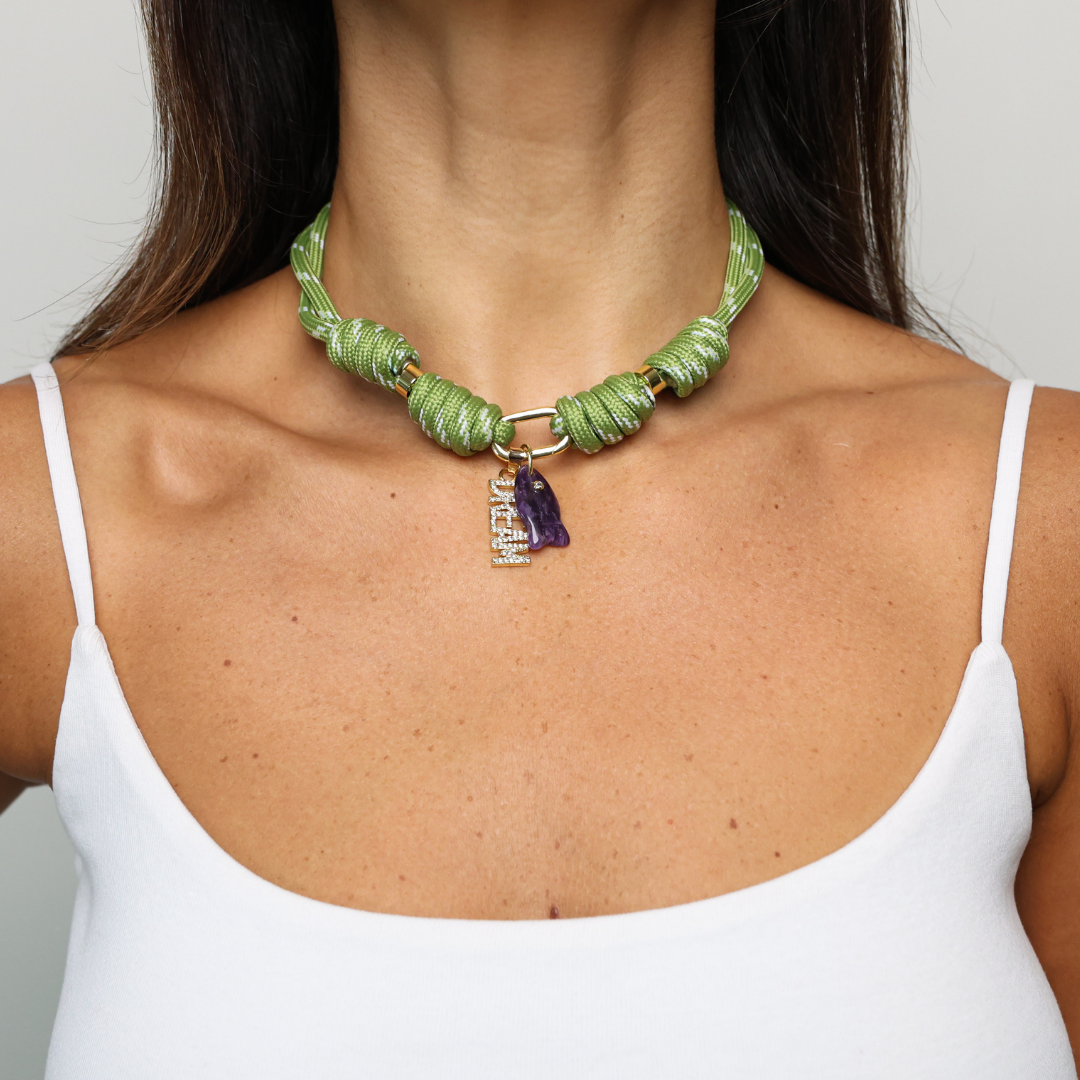 POP UPS X HANNAH B BOAT ROPE SAFARI NECKLACE WITH DREAM PURPLE FISH