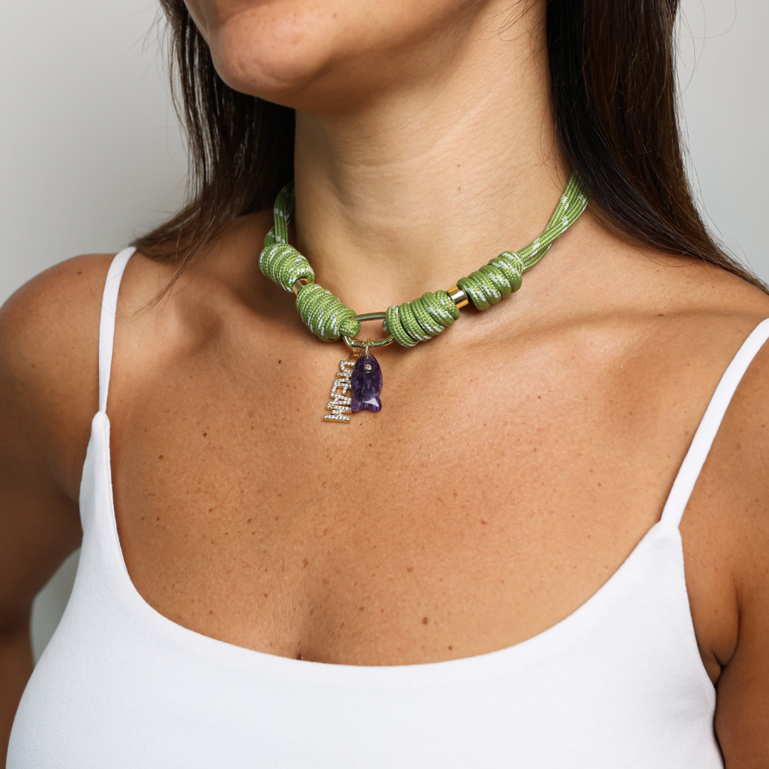 POP UPS X HANNAH B BOAT ROPE SAFARI NECKLACE WITH DREAM PURPLE FISH