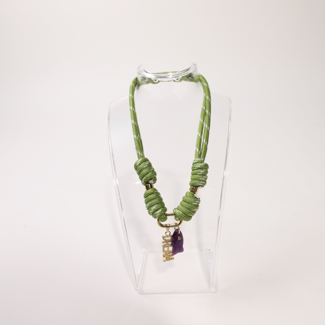 POP UPS X HANNAH B BOAT ROPE SAFARI NECKLACE WITH DREAM PURPLE FISH