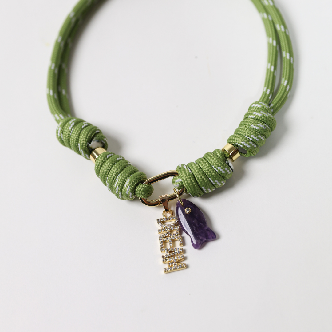 POP UPS X HANNAH B BOAT ROPE SAFARI NECKLACE WITH DREAM PURPLE FISH