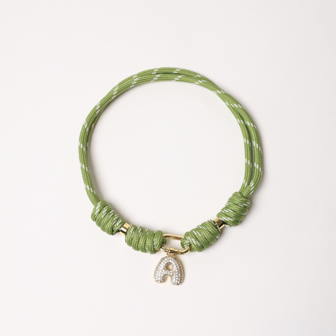 POP UPS X HANNAH B BOAT ROPE SAFARI NECKLACE WITH PAVE INITIAL