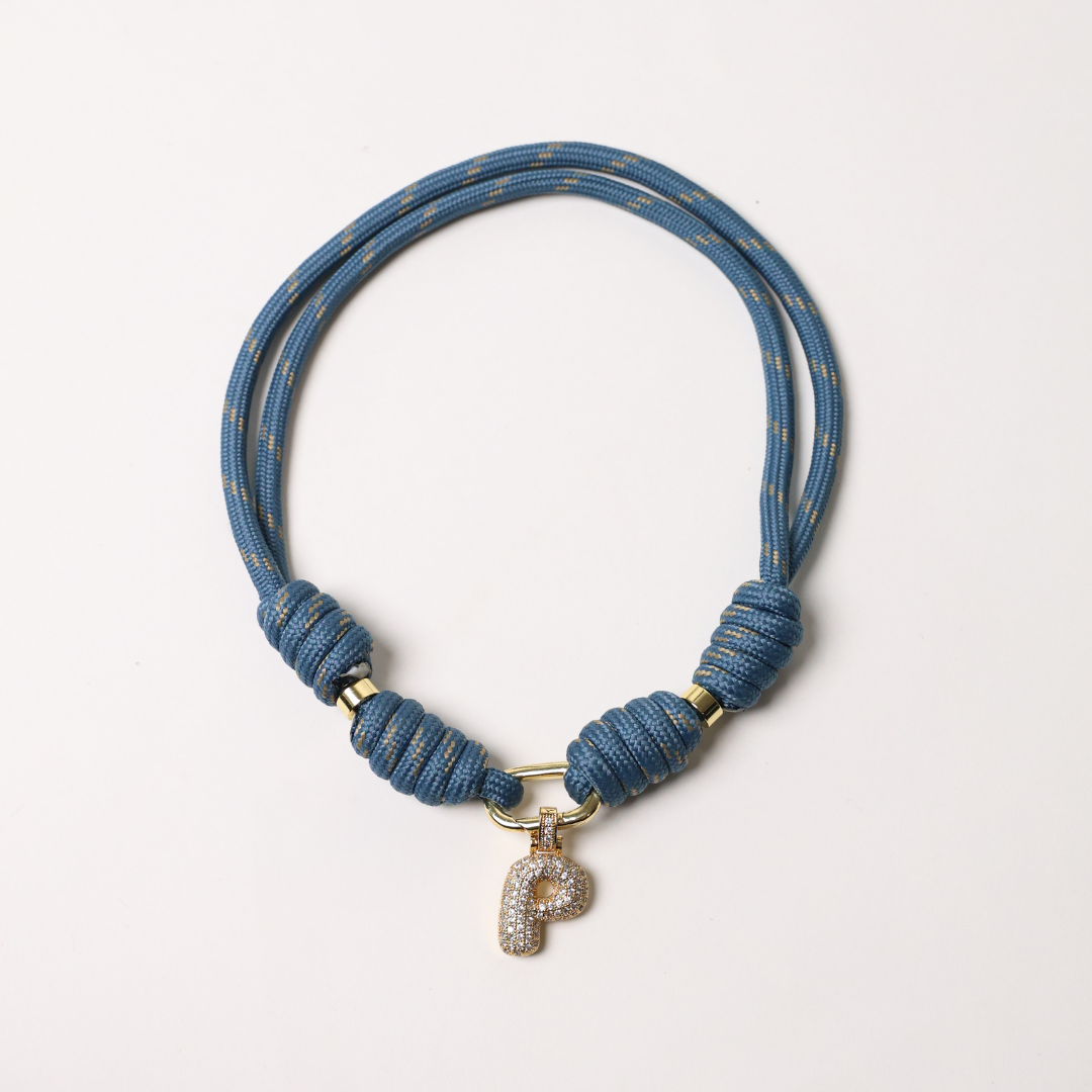 POP UPS X HANNAH B BOAT ROPE STORMY NECKLACE WITH PAVE INITIAL