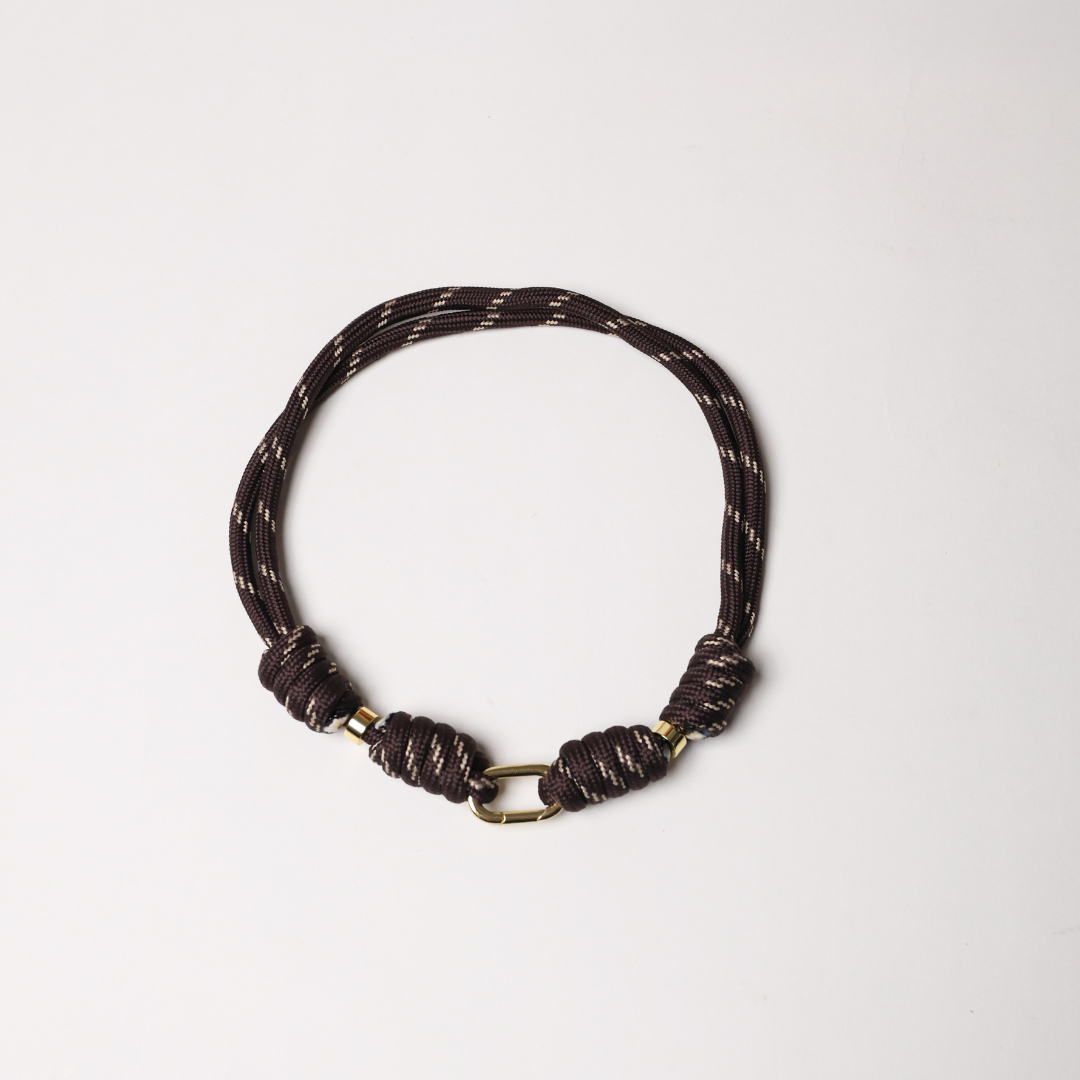 POP UPS X HANNAH B BOAT ROPE CHOCOLATE NECKLACE WITH PAVE INITIAL