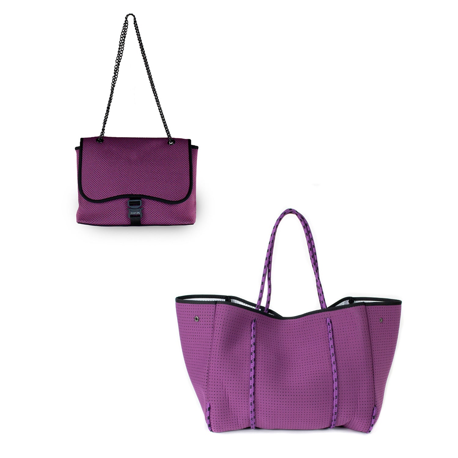 FLAP CROSSBODY + EVERYDAY TOTE - EGGPLANT