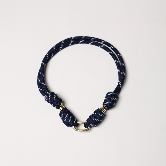 POP UPS X HANNAH B BOAT ROPE DEEP BLUE NECKLACE WITH PAVE INITIAL