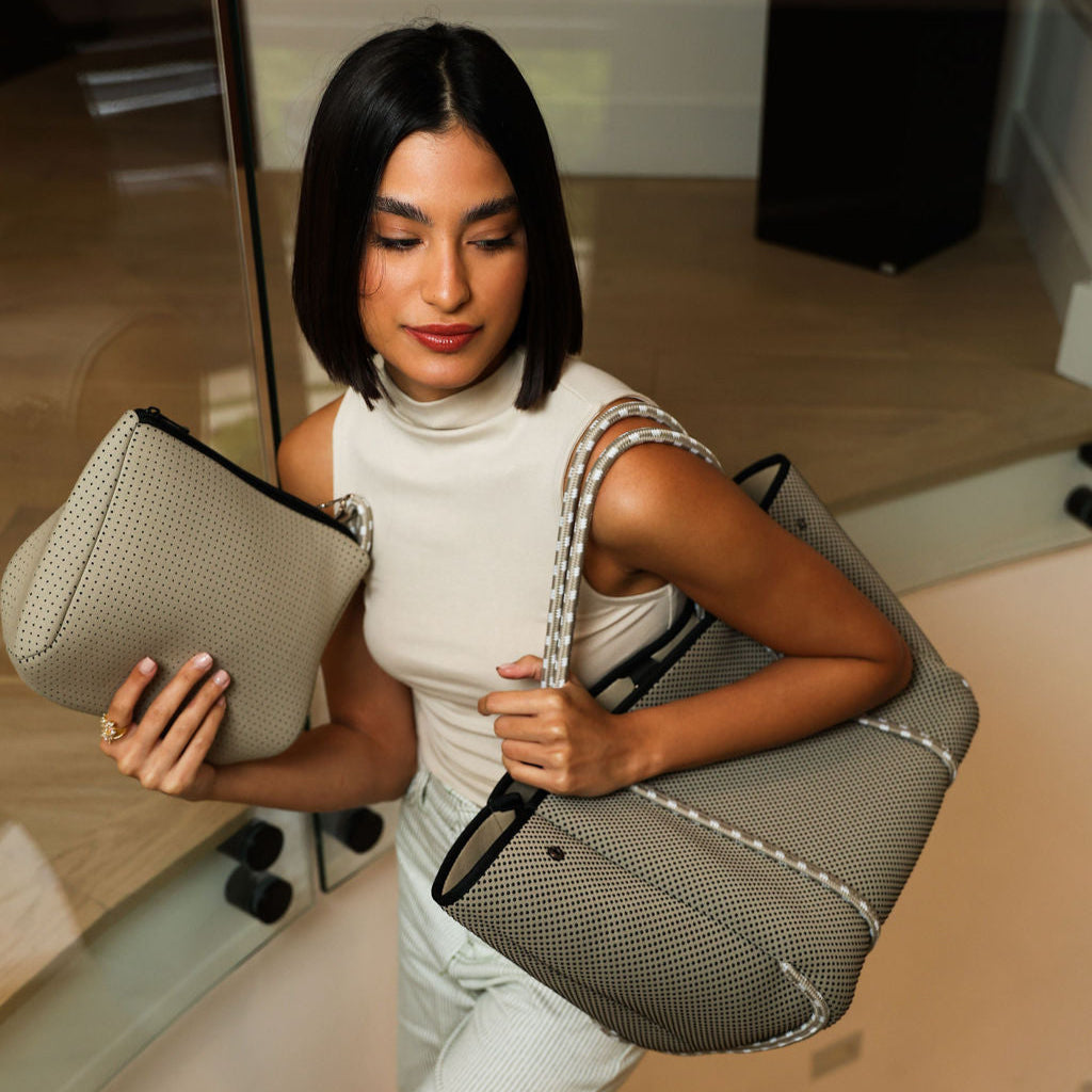 TAUPE BASIC SET - EVERYDAY TOTE AND POUCH – Pop Ups Brand