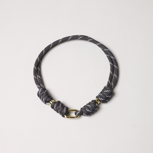 POP UPS X HANNAH B BOAT ROPE GREY NECKLACE WITH PAVE INITIAL