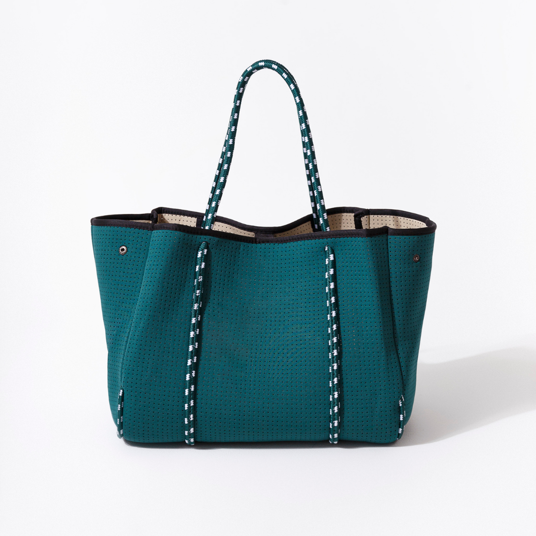 EMERALD + PALM DREAMS BEIGE SET: EVERYDAY TOTE + LAPTOP SLEEVE + PASSPORT WALLET + ESSENTIAL POUCH + KEY CHAIN