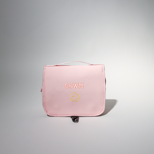 TOILETRY BAG PRETTY PINK - GRWM + HAPPY FACE