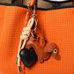 KEY CHAIN TAN WITH CHARMS - BLACK HEART AND BROWN DOG