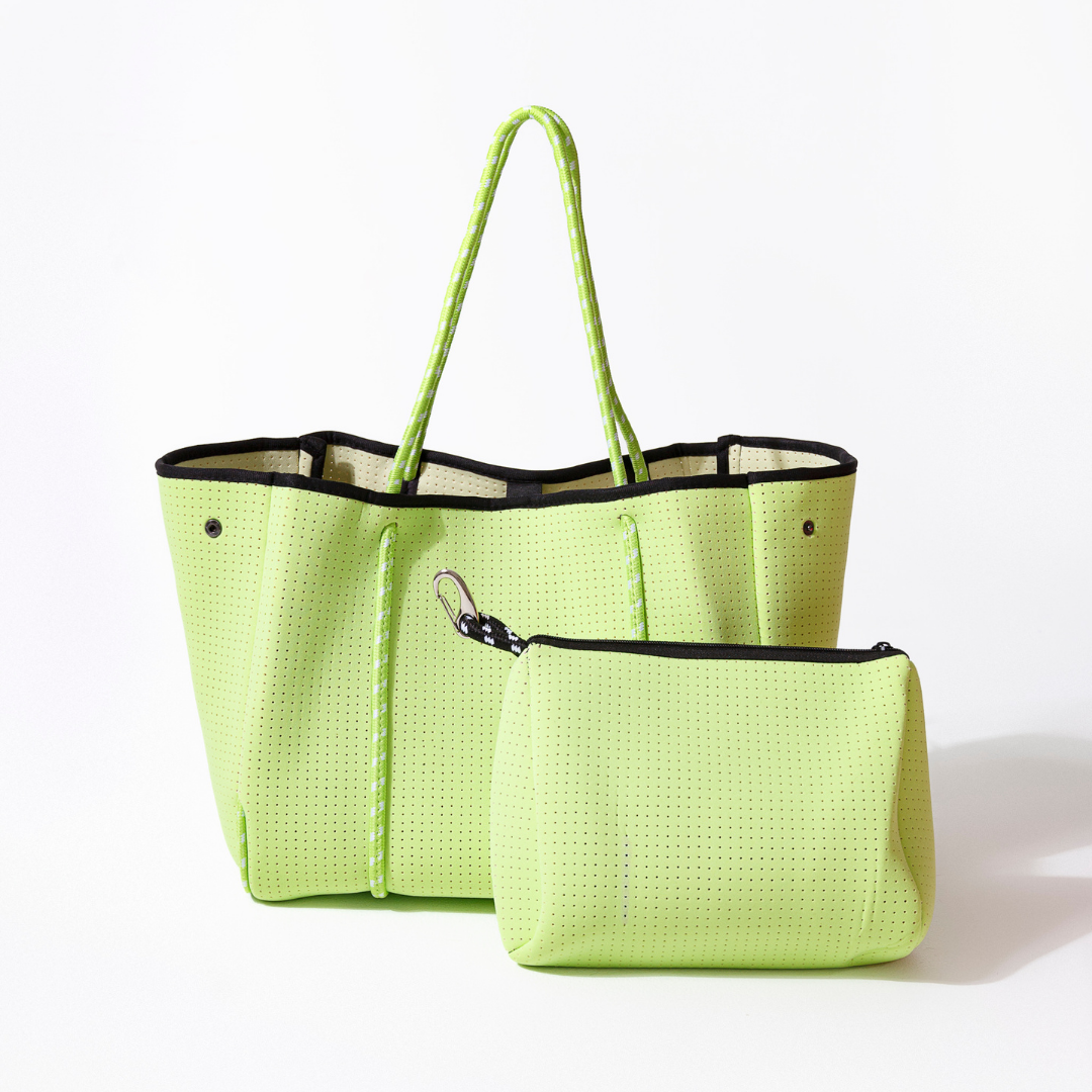 NEON GREEN BASIC SET - EVERYDAY TOTE AND POUCH – Pop Ups Brand