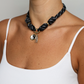 POP UPS X HANNAH B BOAT ROPE BLACK NECKLACE WITH HAPPY YIN-YANG