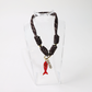 POP UPS X HANNAH B BOAT ROPE ESPRESSO NECKLACE WITH RED ENAMEL FISH & AMORE