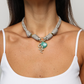 POP UPS X HANNAH B BOAT ROPE GREIGE NECKLACE WITH GREEN HEART & SNAKE