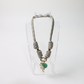 POP UPS X HANNAH B BOAT ROPE GREIGE NECKLACE WITH GREEN HEART & SNAKE