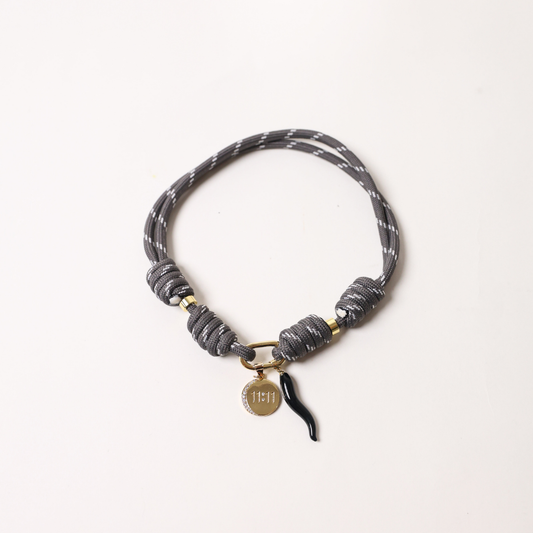POP UPS X HANNAH B BOAT ROPE GREY NECKLACE WITH 11:11 & BLACK CHILI
