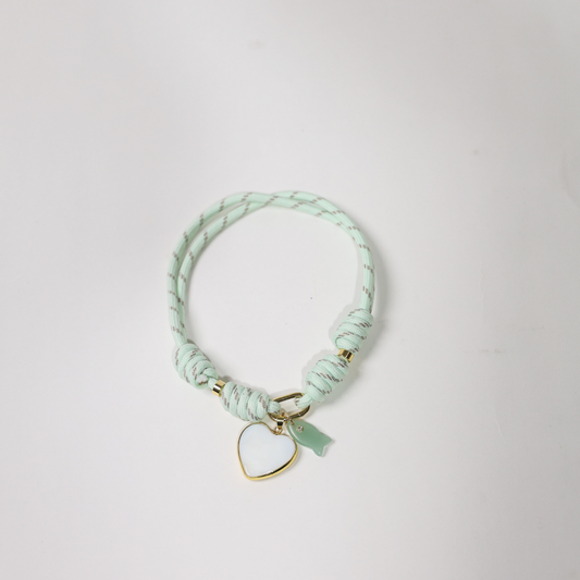 POP UPS X HANNAH B BOAT ROPE MINTY GREEN NECKLACE WITH WHITE HEART & GREEN FISH
