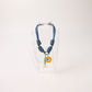 POP UPS X HANNAH B BOAT ROPE STORMY BLUE NECKLACE WITH YELLOW SARDINE & YELLOW EVIL EYE