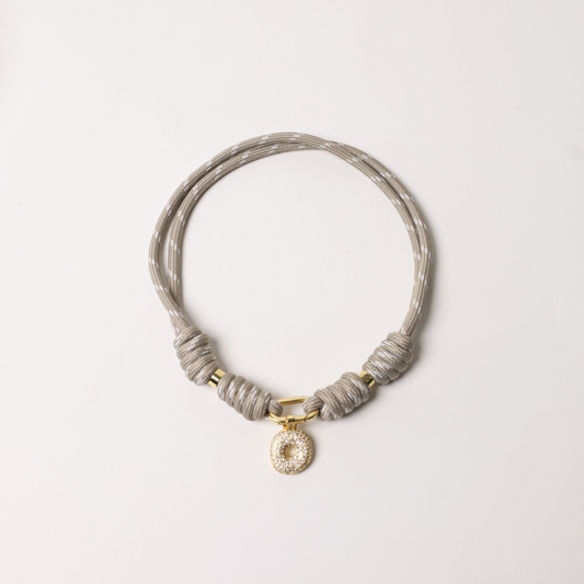 POP UPS X HANNAH B BOAT ROPE GREIGE NECKLACE WITH PAVE INITIAL