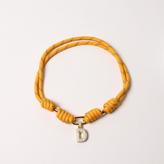 POP UPS X HANNAH B BOAT ROPE MUSTARD NECKLACE WITH PAVE INITIAL