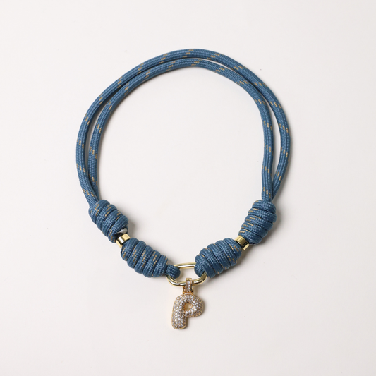 POP UPS X HANNAH B BOAT ROPE STORMY NECKLACE WITH PAVE INITIAL
