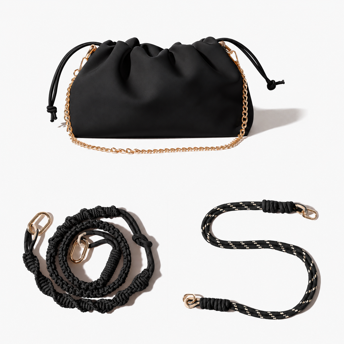 BUNDLE PUFF CLUTCH - BLACK