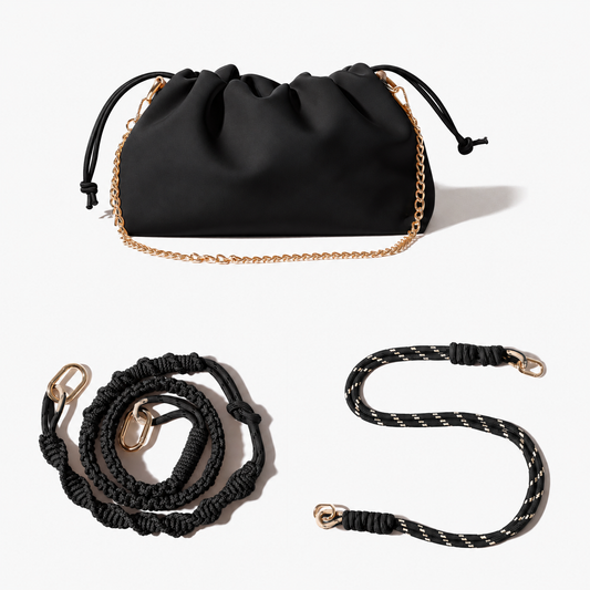 BUNDLE PUFF CLUTCH - BLACK