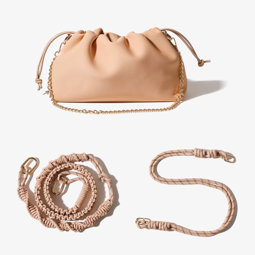 BUNDLE PUFF CLUTCH - TAN