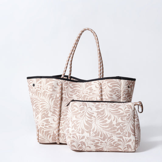 PALM BEIGE SET - EVERYDAY TOTE AND POUCH