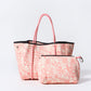 PALM PINK SET - EVERYDAY TOTE AND POUCH