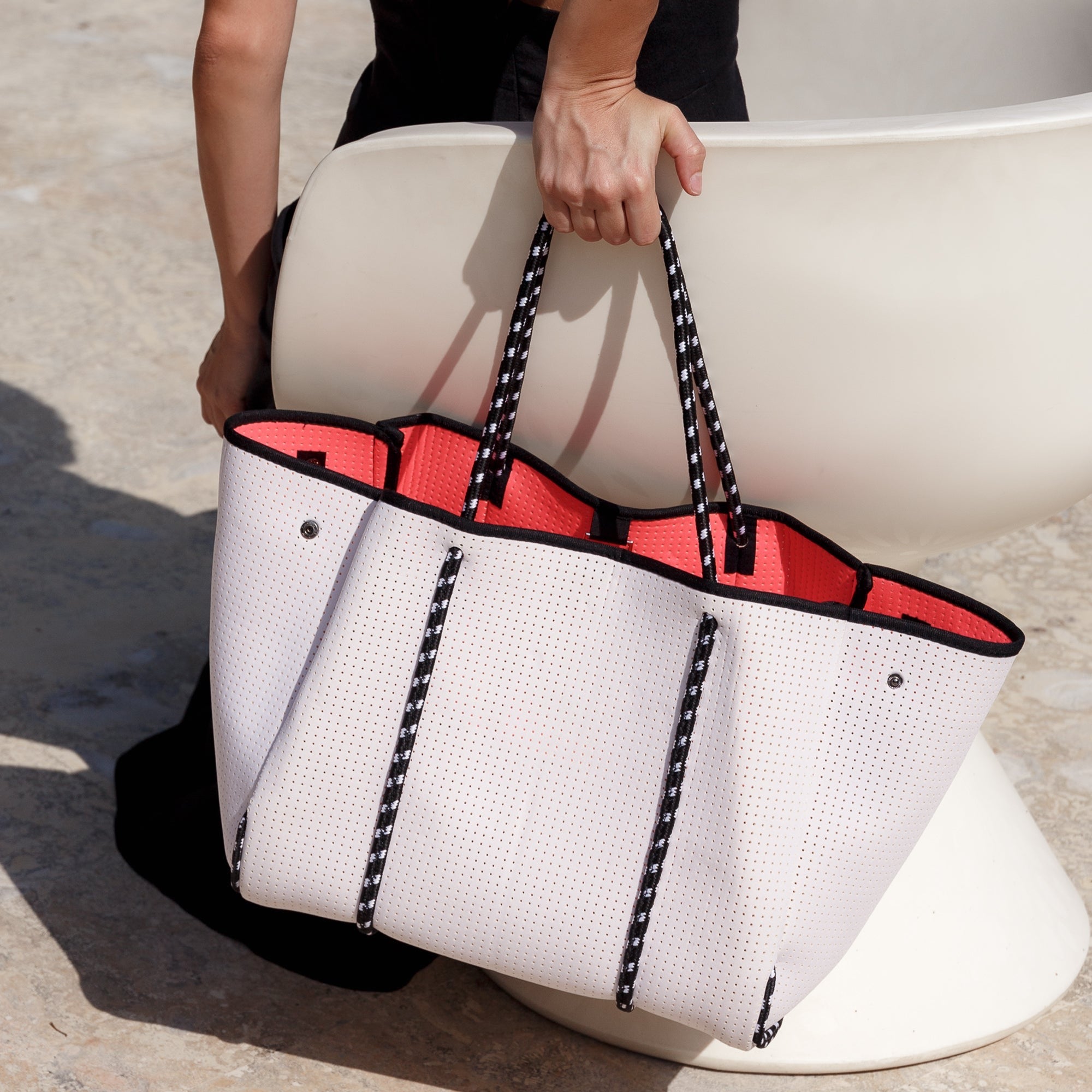 EVERYDAY TOTE WHITE PINK – Pop Ups Brand