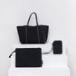 BLACK TRAVEL SET: EVERYDAY TOTE + LAPTOP SLEEVE + PASSPORT WALLET