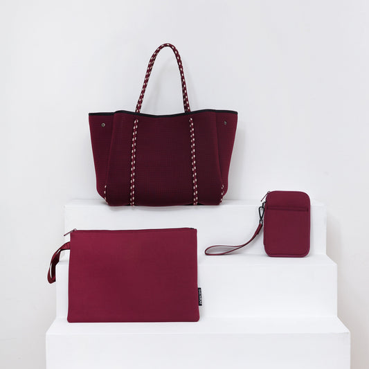 BERRY TRAVEL SET: EVERYDAY TOTE + LAPTOP SLEEVE + PASSPORT WALLET
