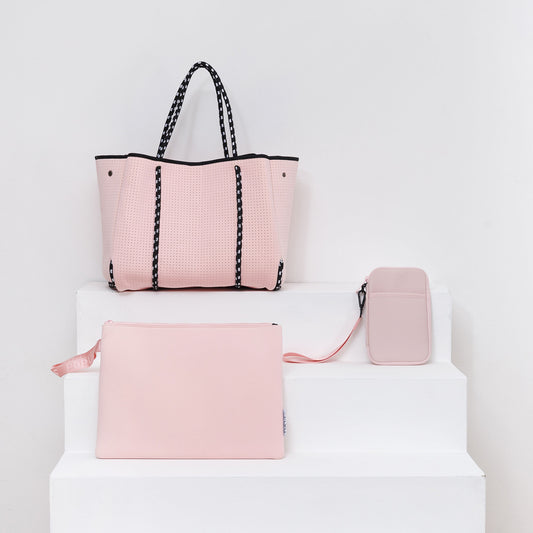 PRETTY IN PINK TRAVEL SET: EVERYDAY TOTE + LAPTOP SLEEVE + PASSPORT WALLET