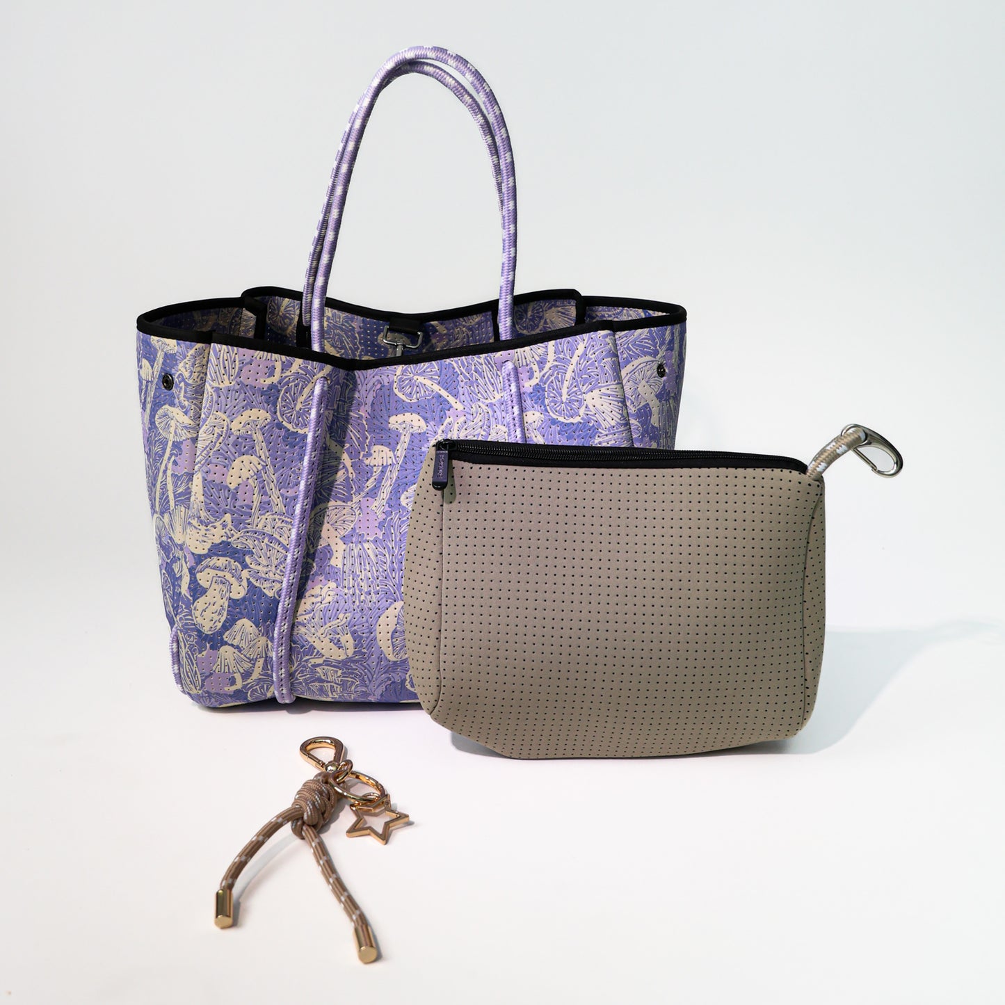 SHROOMS LILAC SET: EVERYDAY TOTE + POUCH + KEY CHAIN