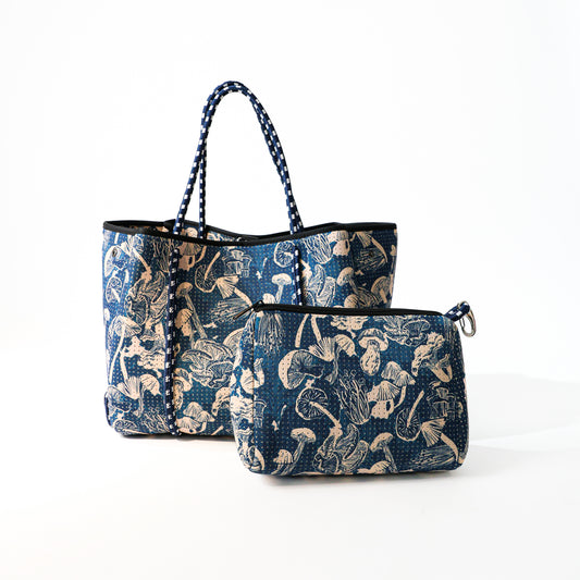 SHROOMS TEAL SET: EVERYDAY TOTE AND POUCH