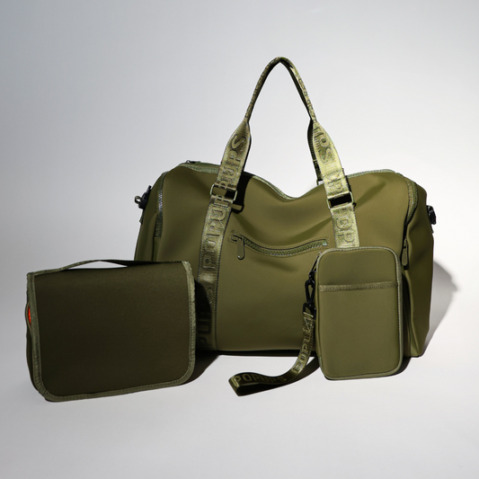 SAFARI GREEN SET: WEEKENDER + TOILETRY BAG + PASSPORT WALLET