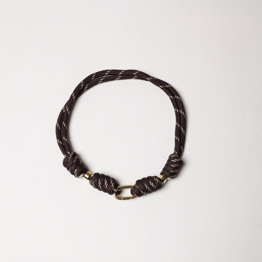 POP UPS X HANNAH B BOAT ROPE CHOCOLATE NECKLACE WITH PAVE INITIAL