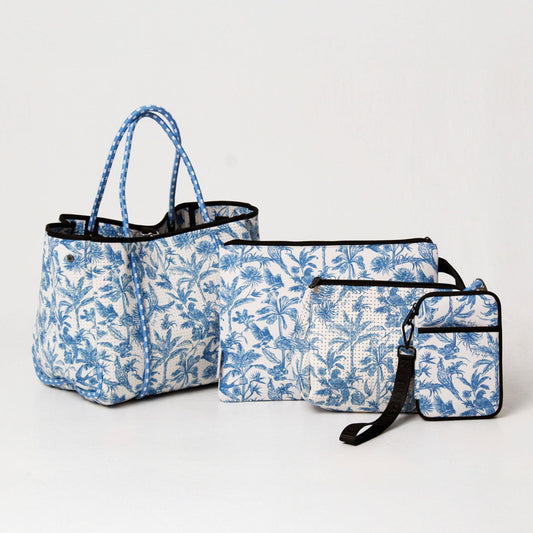 TOILE SET: EVERYDAY TOTE + OVERSIZED WRISTLET POUCH + ESSENTIAL POUCH + PASSPORT WALLET