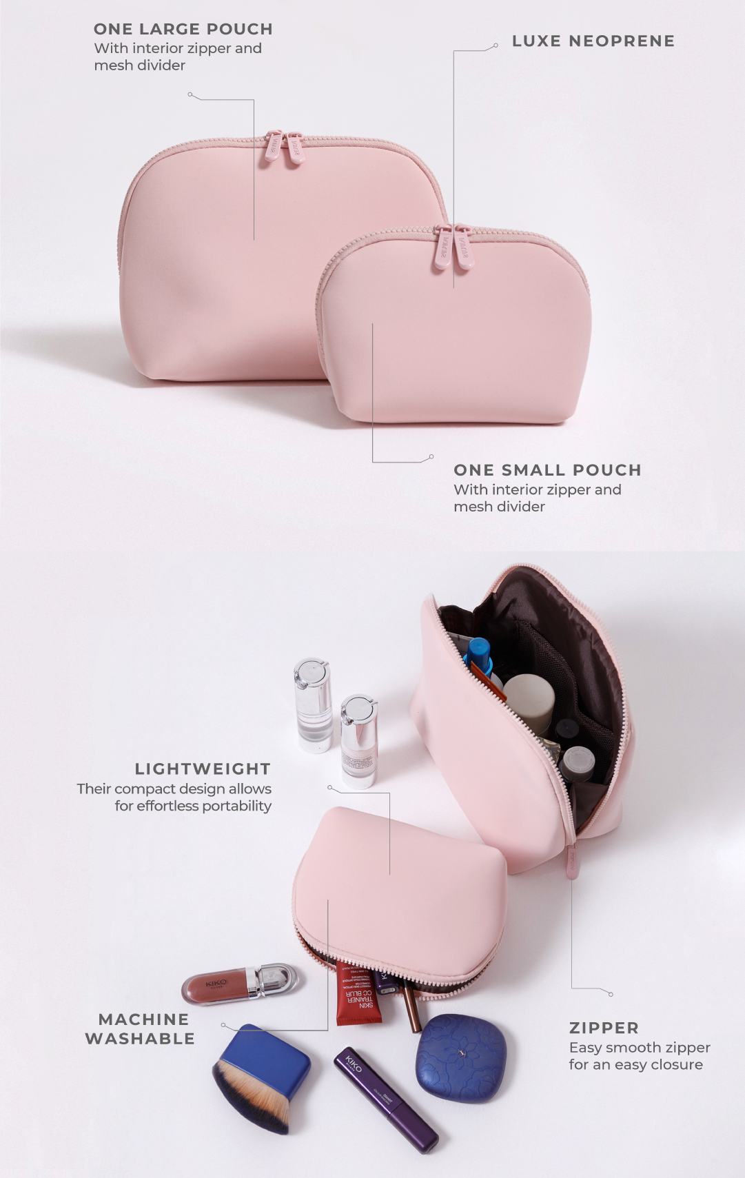 Pop Ups Brand Makeup Pouch Set Neon Pink