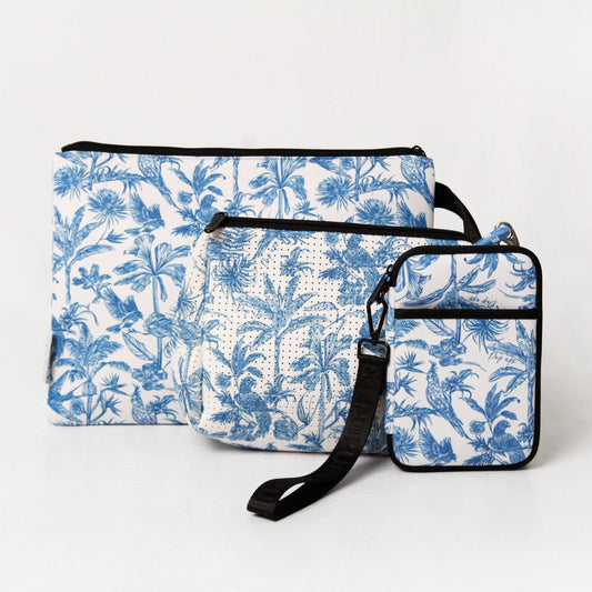 TOILE SET: OVERSIZED WRISTLET POUCH + ESSENTIAL POUCH + PASSPORT WALLET