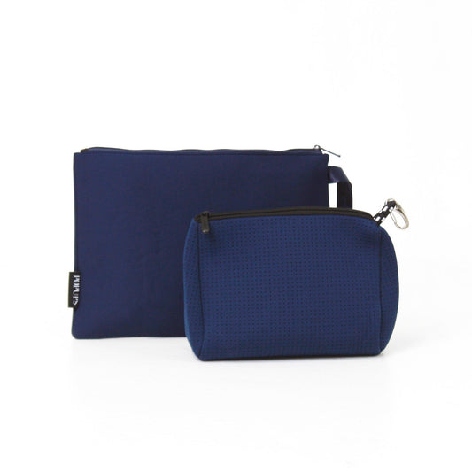 DEEP BLUE SET: OVERSIZED WRISTLET POUCH + ESSENTIAL POUCH