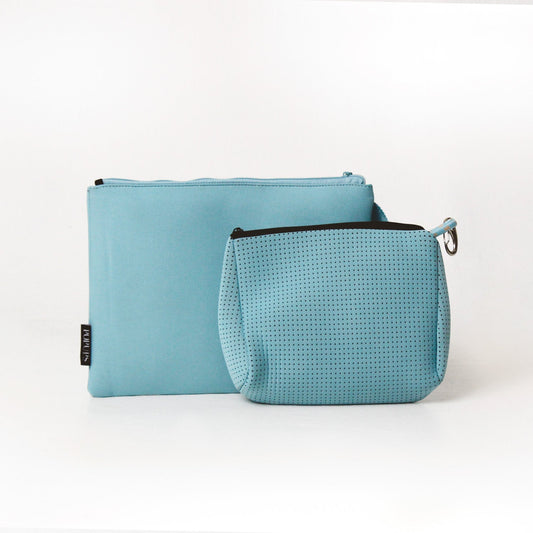 SKY BLUE SET: OVERSIZED WRISTLET POUCH + ESSENTIAL POUCH