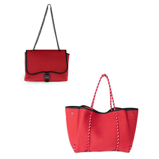 FLAP CROSSBODY + EVERYDAY TOTE - RED